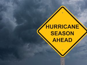 Hurricane Season Ahead Caution Sign Stormy Background